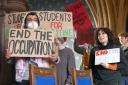 Students staged a demonstration at Glasgow University