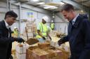 Prime Minister Rishi Sunak (left) and Chancellor of the Exchequer Jeremy Hunt learn to lay bricks during a visit to the Enfield Centre, part of the Capital City College Group, in north London. Picture date: Monday November 20, 2023. PA Photo. See PA