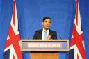 Rishi Sunak speaks during a press conference in Downing Street (Stefan Rousseau/PA)