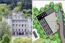 Taymouth Castle, and a shot of the plans for a golf cart garage on land earmarked for affordable housing