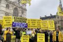 Anti-monarchy protesters staged a demonstration outside Westminster Abbey