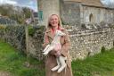 Liz Truss with a lamb