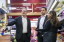 Keir Starmer and Anas Sarwar during a visit to the Stalks & Stems store in Shawlands, Glasgow