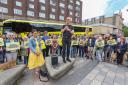 SNP leader John Swinney during a campaign stop in Glasgow