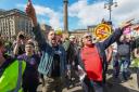 Anti-far right protest in Glasgow's George Square.