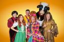 The cast of Beacon Arts Centre's 2024 Pantomime, 'Jack & the Beanstalk' photographed by Christopher Bowen.L–R: Mark Cox as Snotbag, Shannon Swan as Jack, Lee Samuel as Wacky Willy, Jimmy Chisholm as Dame Trot (Dotty) and Jane McCarry as Voldemorra.With