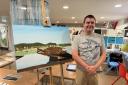 EXHIBITION: One of the service users Euan Laahs showing off his work.