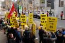 Outside the 25th anniversary of the reconvening of the Scottish Parliament in Edinburgh