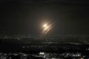 Picture taken from the West Bank city of Hebron shows projectiles above the Israeli city of Ashdod on October 1, 2024.