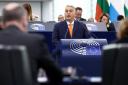 Hungary's Prime Minister Viktor Orban presents the programme for Hungary's six-month Council Presidency as part of a plenary session at the European Parliament in Strasbourg on October 9, 2024. (Photo by FREDERICK FLORIN / AFP) (Photo by