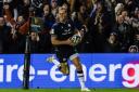 Scotland's Duhan Van Der Merwe scores a try during a Guinness Six Nations match against England