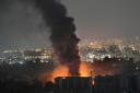 Flame and smoke rise from Israeli airstrikes on Dahiyeh