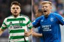 Celtic winger James Forrest, left, and Rangers midfielder Connor Barron, right