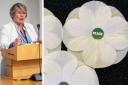 Michelle Thomson chooses to wear a white poppy