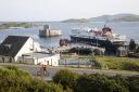 Caledonian MacBrayne ferry at Castlebay the largest settlement in Barra, Outer Hebrides, Scotland