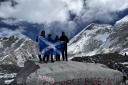 The Burton family, from Musselburgh, celebrate reaching Everest base camp