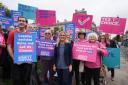 Labour MP Kim Leadbeater (centre) joins as Dignity in Dying campaigners gather in Parliament Square, central London, in support of the 