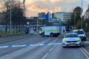 Specialist officers and a robot were pictured at the city centre travel hub