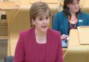 Nicola Sturgeon speaking in the Holyrood chamber this afternoon
