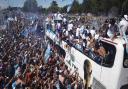 Argentina's team are welcomed home in Buenos Aires