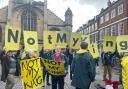 Protesters from the group Republic gather outside York Minster ahead of the King's visit