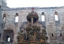 A fountain at Linlithgow Palace has been sprayed with red paint