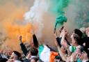 Celtic fans celebrate after beating Rangers 1-0