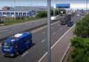 Nuclear warhead convoy passes along the M74 in Glasgow