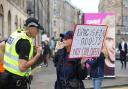 A protester outside of the Drag Queen Story Hour event in Edinburgh
