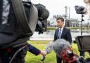 Prime Minister Rishi Sunak speaking to the media during his visit to the St Fergus Gas Plant in Peterhead, Aberdeenshire