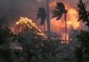 The hall of historic Waiola Church in Lahaina and nearby Lahaina Hongwanji Mission are engulfed in flames