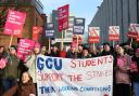 UCU members on the picket line at Glasgow Caledonian University in February
