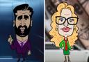 Humza Yousaf and Lorna Slater as depicted by the BBC Radio Scotland show Noising Up