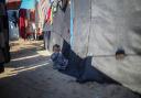 Displaced Palestinians live in tents on February 11, 2024 in Rafah, Gaza