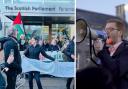 Scottish Green MSPs joined the protest against an arms dealers reception in Holyrood