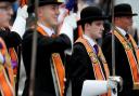 The Orange Order gathering took place in the town hall after councillors blocked plans for a march