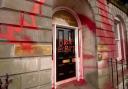 Protesters vandalised a Barclays bank office in Edinburgh