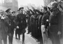 Sir Oswald Ernald Mosley inspects members of his British Union of Fascists in Royal Mint Street, London in 1936