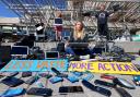 Campaigners piled electrical waste outside the Scottish Parliament ahead of the final debate on a new circular economy law