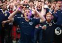 Scotland fans react at the Glasgow Fan Zone during their Uefa Euro 2024 game on June 19