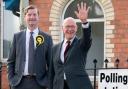 John Swinney arrived at a polling station to cast his vote in the General Election this morning