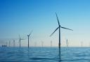 Stock image of a sea-based wind farm