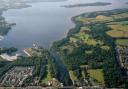 Birds-eye view of part of the proposed site of a Flamingo Land development on the banks of Loch Lomond