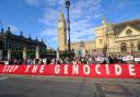 Groups joined hands around Westminster in protest at the UK's ongoing arms sales to Israel