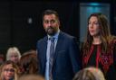 Former first minister Humza Yousaf and his wife Nadia El-Nakla photographed at the SNP's 2023 conference