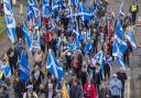 People take part in a March for Independence from Kelvingrove Park to Glasgow Green in May