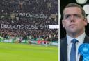 Douglas Ross was linesman at a Scottish Cup game when a banner calling him a 'c***' was unveiled