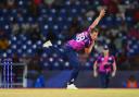 Brad Wheal in action against Australia at the T20 World Cup