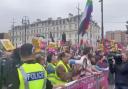 Protesters mocked Tommy Robinson at a rally in George Square on Saturday