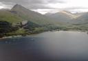 A drone view of Inverie bay and the Knoydart peninsula